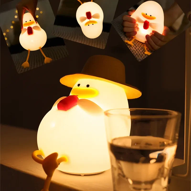 Cute Duck Night Light Funny Table Lamp Kids Birthday Gift Bedroom Bedside Decorations Children's Night Light Timing Lighting