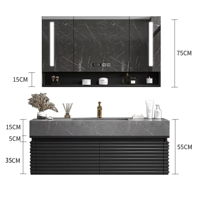 

Modern bathroom sink bathroom cabinet with black basin floating bathroom vanity