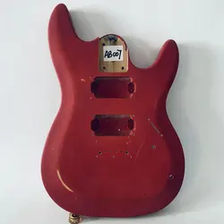 AB007 Custom Order Electric Guitar Body Unfinished Solid Wood Metallic Red Color with Damages and Dirty for DIY Replacement