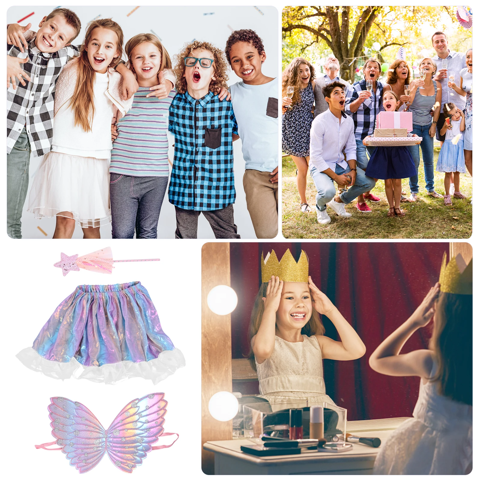 

Butterfly Wings Props Kids Costume Fairy Stick Set Decorative Accessories for Parties Proms Stage Performance Banquet Occasions