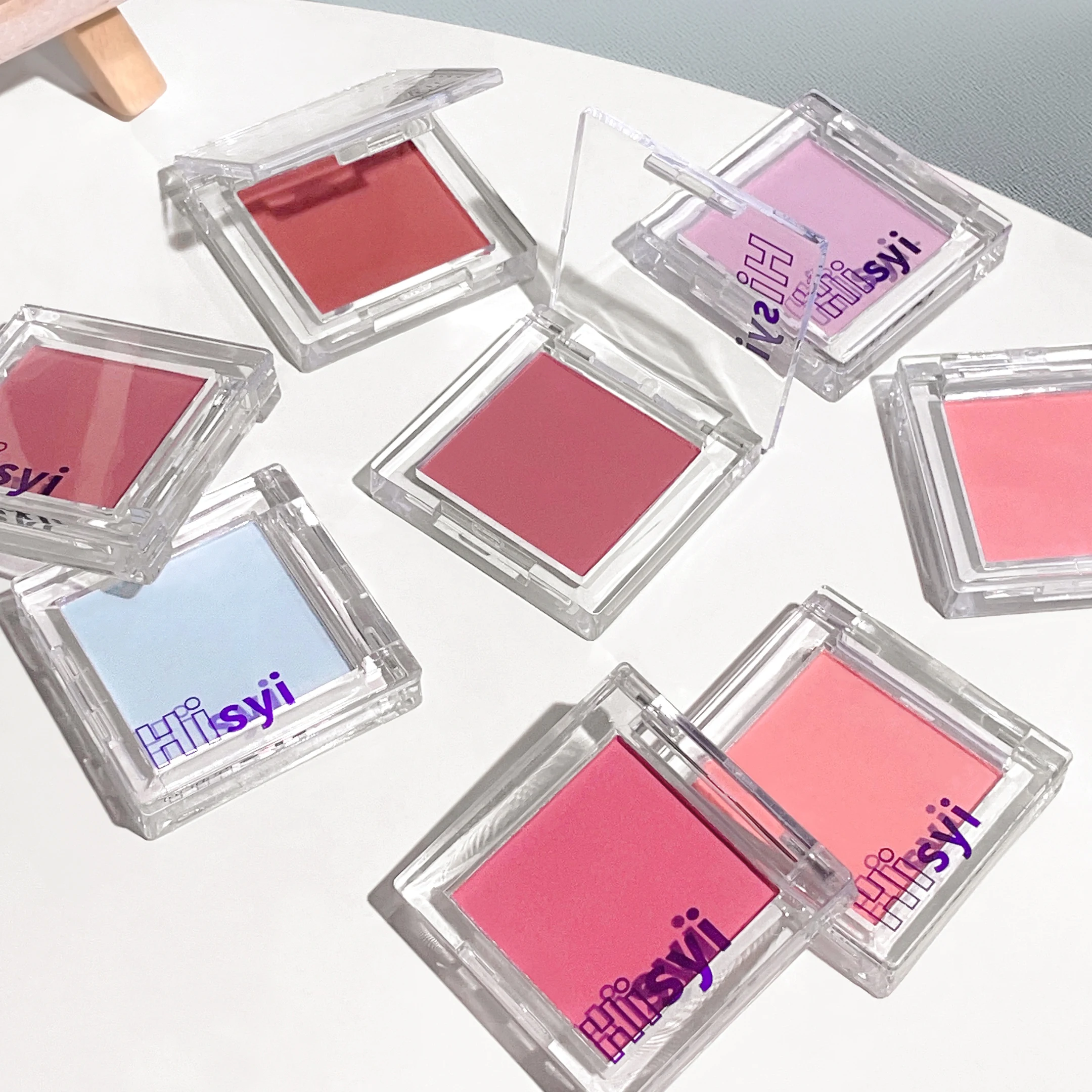 6-farbiges einfarbiges Rouge, mattes Make-up, Highlight, natürliches Jugend-Make-up, pfirsichrosa, blau, lila