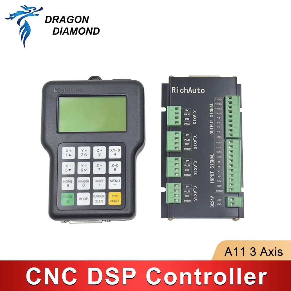 Originale RichAuto DSP A11E A11C A11S telecomando USB con movimento a 3 assi per sistema di controllo della maniglia del Router di CNC