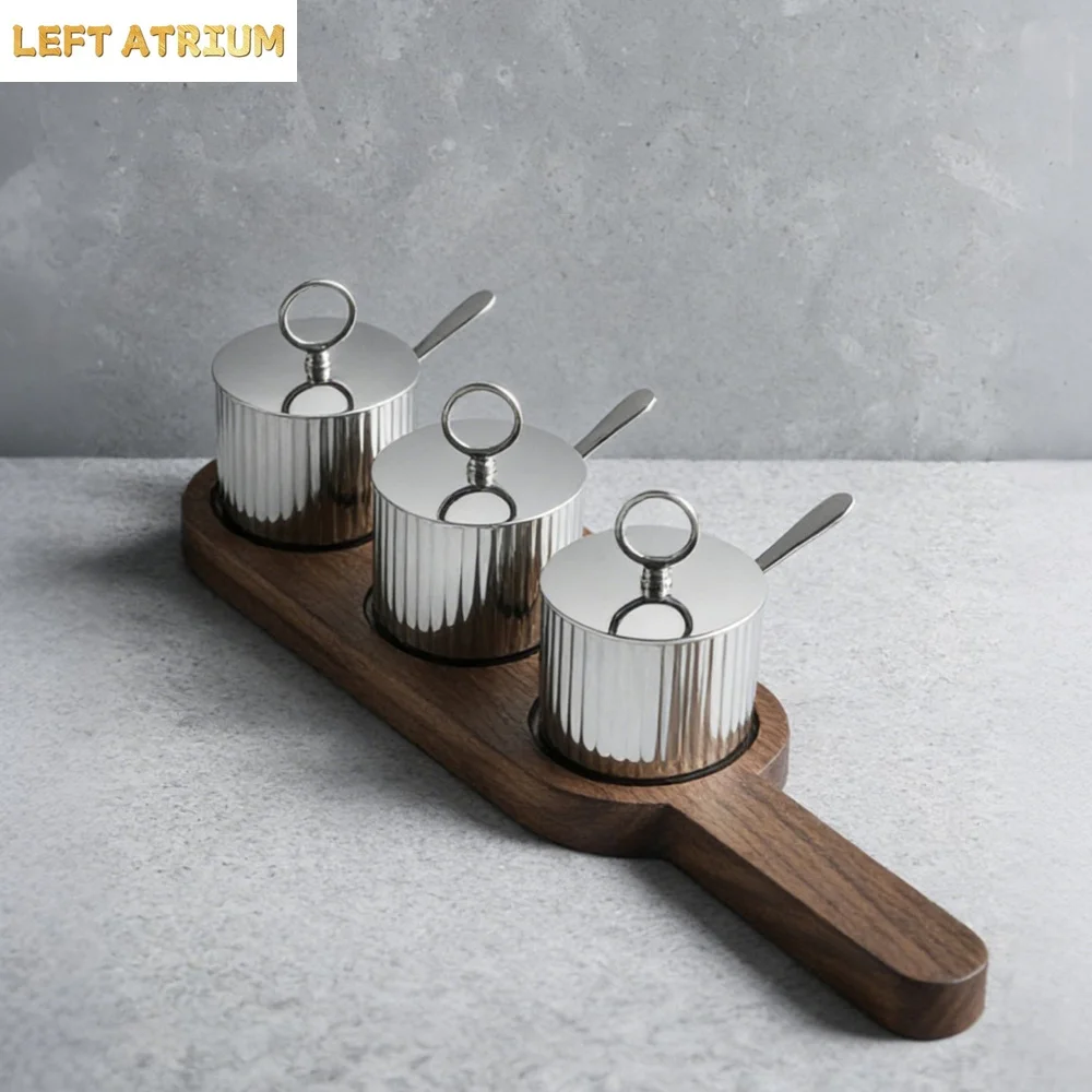 

Nordic Luxury Stainless Steel Seasoning Pot Home Kitchen High-grade Decorative Ornaments Creative and Practical Storage Bowls