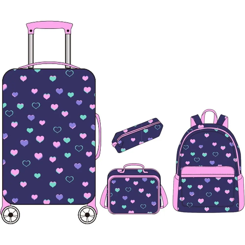 

16, детский багажный набор Hard Shell с вращающимися колесами для девочек, одобренный авиакомпанией