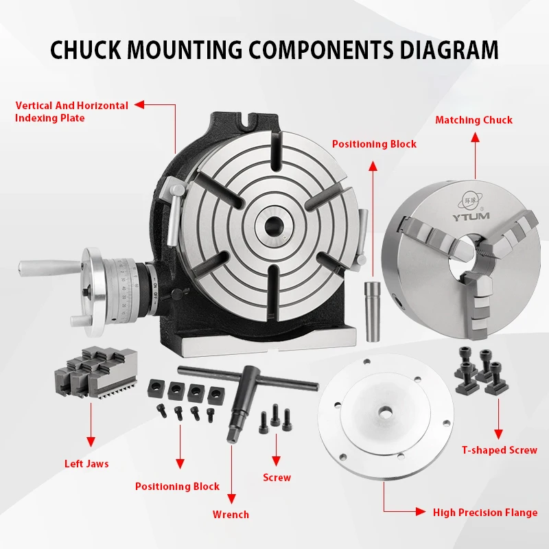 4 Inch Dividing Head CNC Milling Machine Universal Indexing Head With 80MM Universal 3 Jaw Chuck