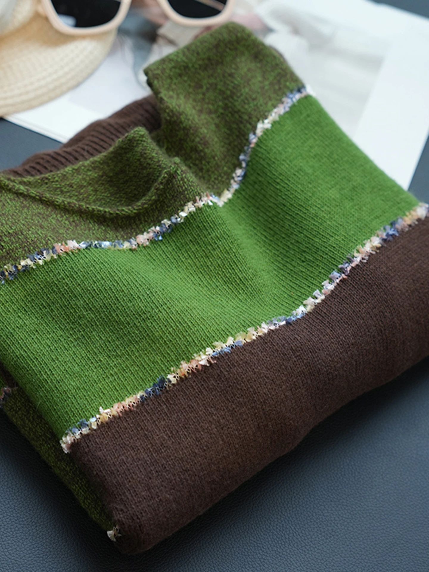 Ladies' Knitted Long Sve Sweater Retro Design Striped Color Blo Lazy Sle Commute Friendly round Ne Pullover Knitwear