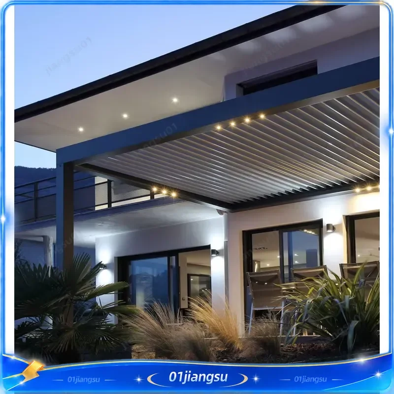 Modern Waterproof Custom 4x5m Outdoor Gazebo Bioclimatic Aluminum Pergola Garden Patio Shade Canopy Louvered Roof Structure