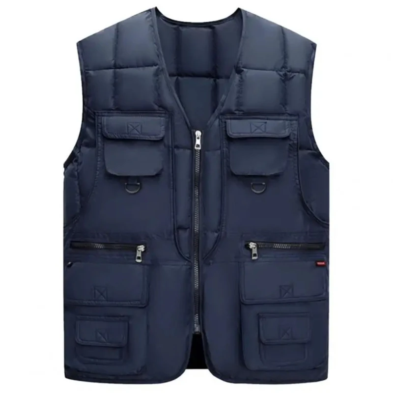 

Autumn and Winter Vest, Men's Simple Vest, Warm and Plush Thick Vest, Multi Pocket Stand Up Collar, Comfortable and Casual Coat