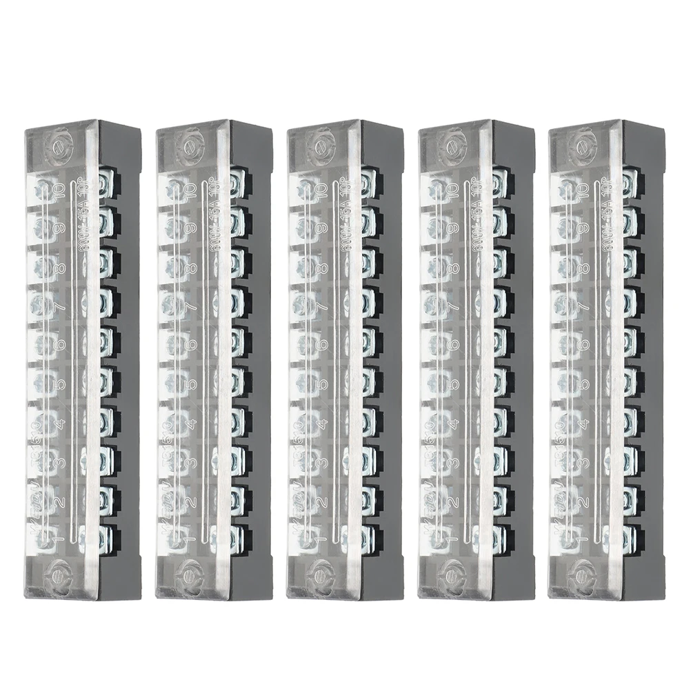 

5pcs Terminal Block 10Pole Jumper Insert Electrical Connector Din Rail Matching Bridging Wire Assembly Strip Connection TB1510