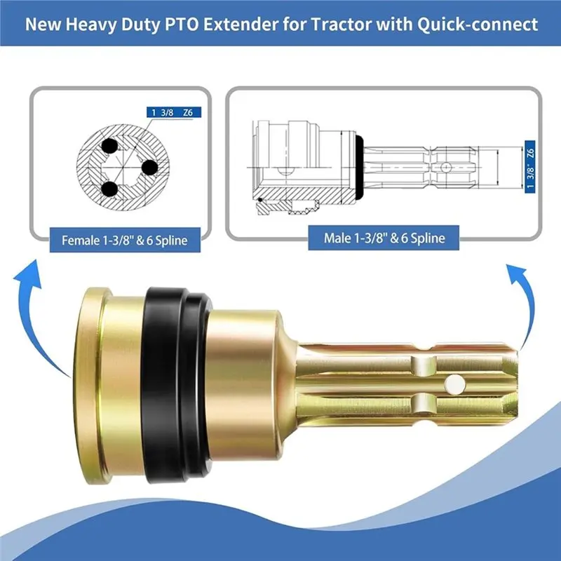A03F-New Upgraded Heavy Duty PTO Extender Adapter For Tractor