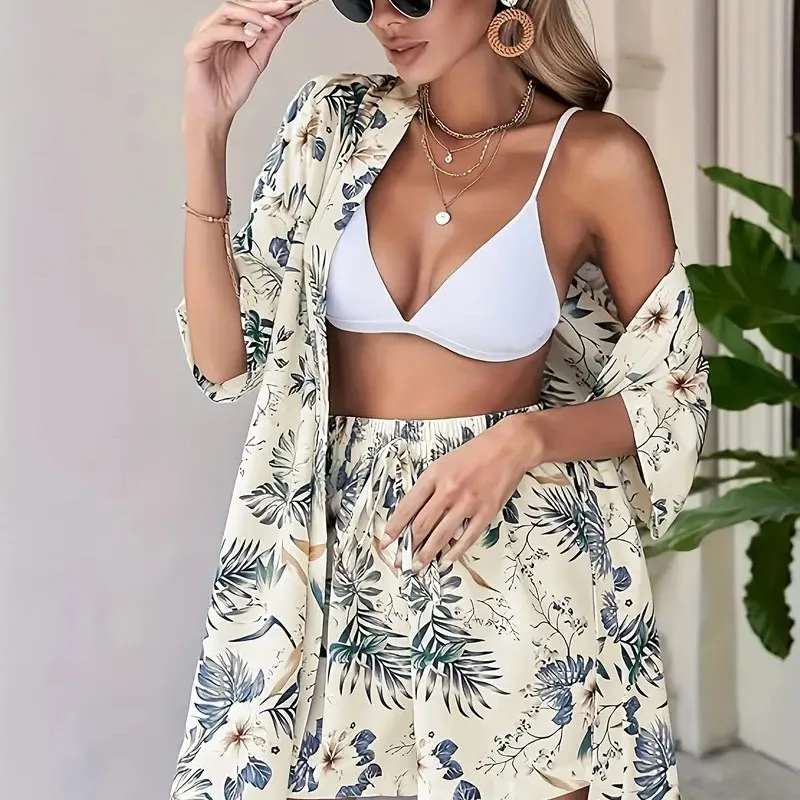 طقم مكون من قطعتين كاجوال مطبوع رقميًا جديدًا لربيع وصيف المرأة