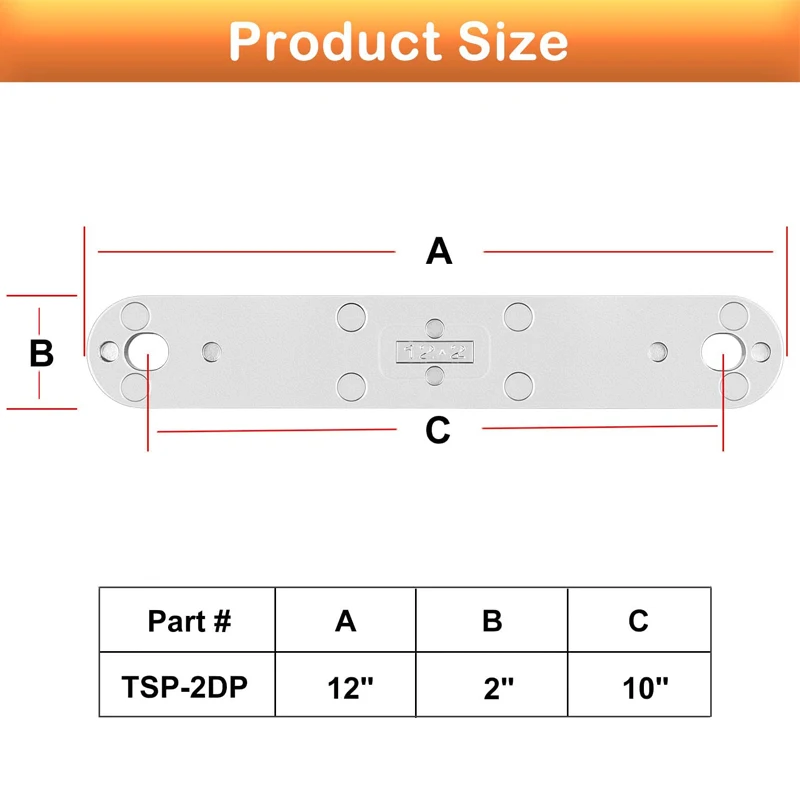 ANX TSP-2DP Marine Transom Support Plate Fits Lower Bolt Holes, 12