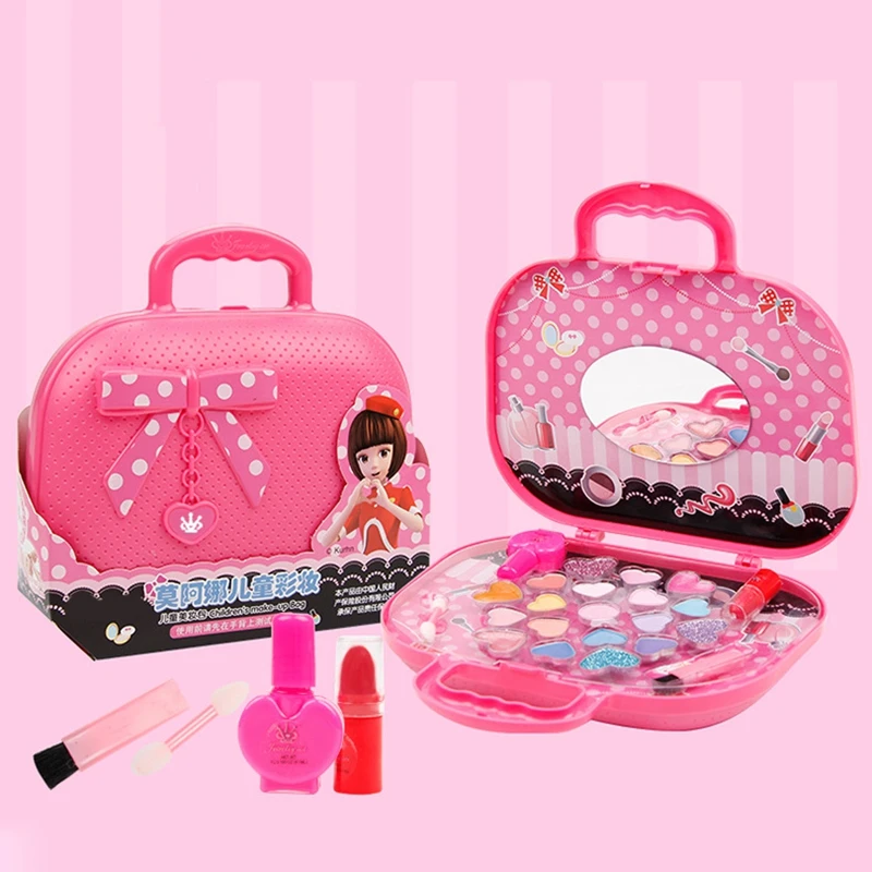 Kids Makeup Cosmetics Playing Box Princess Makeup Girls Toy Play Set Lipstick Eye Shadow Safety Nontoxic Girl Toys Kits