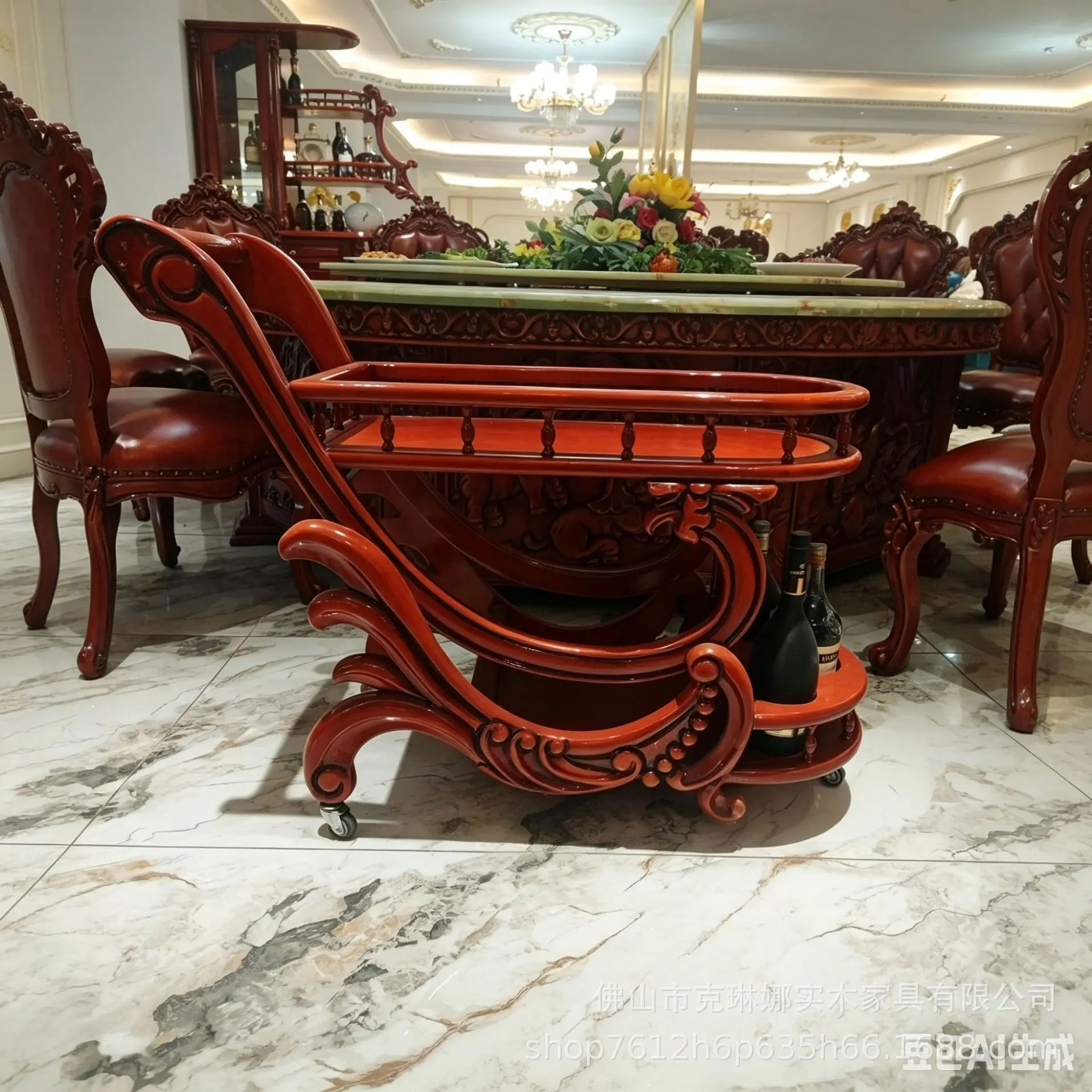 European solid wood dining cart American retro solid wood dining cart movable trolley ktv wine cart restaurant order truck