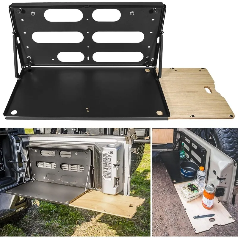 Drop Down Tailgate Table for 2007-2024 JK JKU JL JLU Unlimited Sports Freedom Sahara Rubicon Rear Door