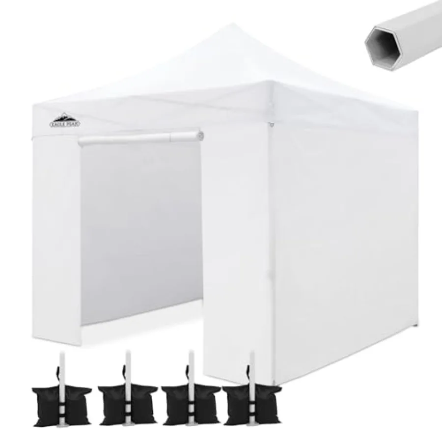 

Commercial pop up canopy tent for outdoor events, heavy duty steel frame, white color, 10x10 ft with 4 removable sidewalls, ins
