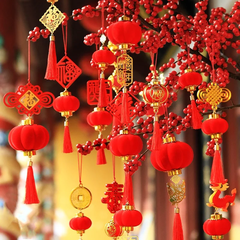 

2024 Spring Festival Lantern Pendant Chinese New Year Ornament Decoration Party Gift Bonsai Pendant Red Lantern Festive Decor