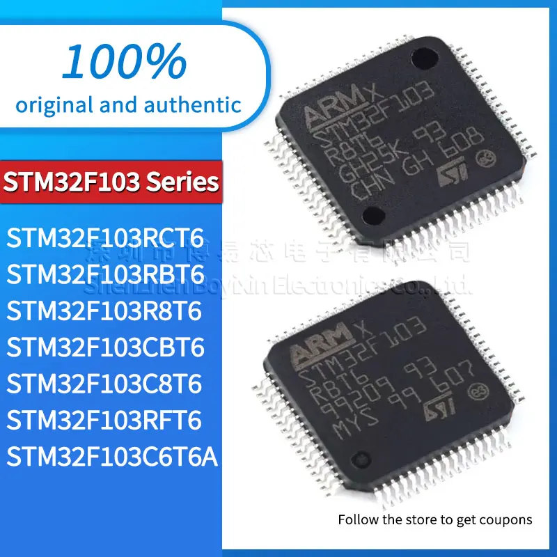 Original genuine STM32F103RCT6 STM32F103RBT6 STM32F103R8T6 STM32F103CBT6 STM32F103C8T6 STM32F103C6T6A STM32F103RFT6 LQFP