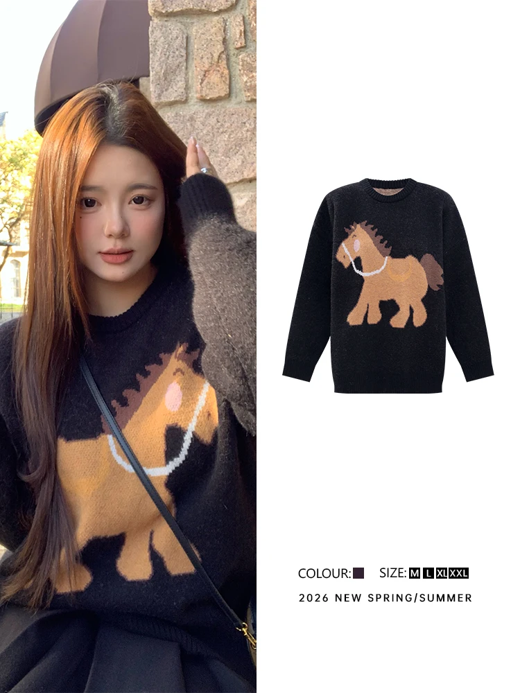 

Осенне-зимний женский вязаный свитер с длинным рукавом, повседневный, с цветочной вышивкой, больших размеров, с V-образным вырезом, классический, модный