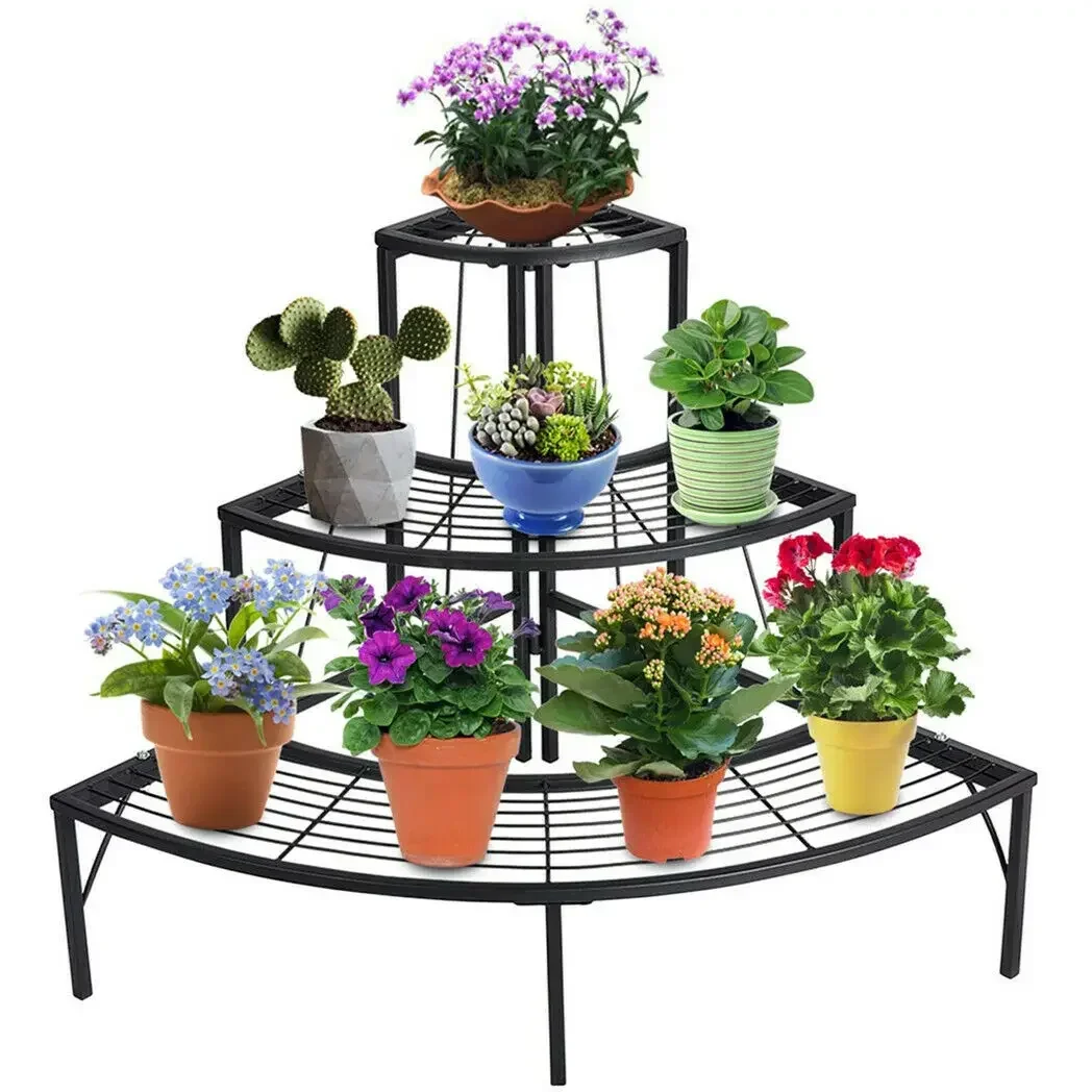 Storage Display Shelf Metal Outdoor Garden Ample Storage Weather Resistant Easy Assembly Sturdy Durable Stable Construction