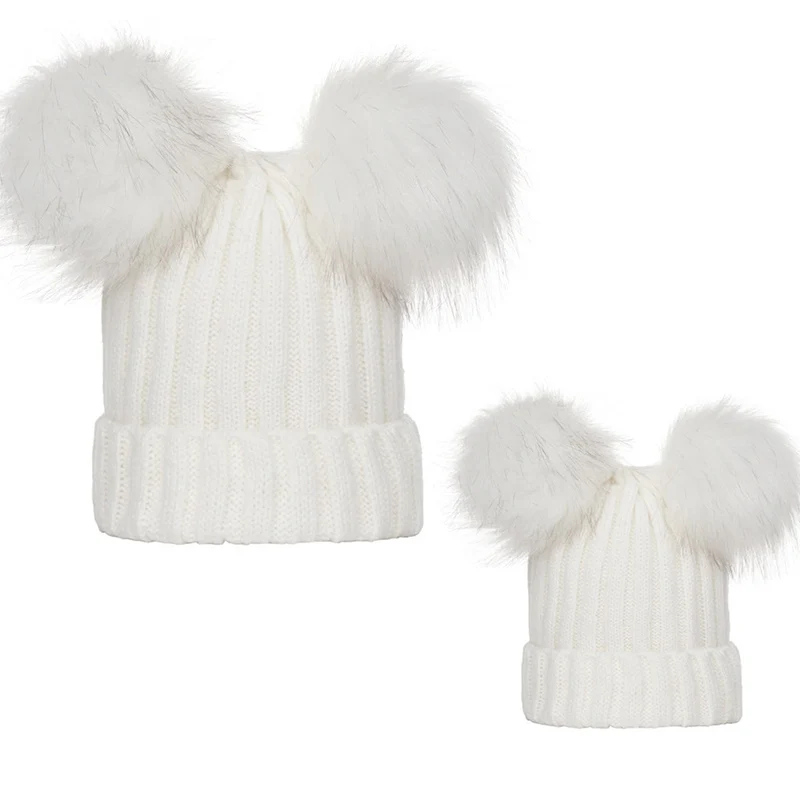 Winter Frauen Gestrickte Hüte Pompom Warme Frau Beanie Hut Faux Pelz Ball Teenager Mädchen Kappe Bommeln Weihnachten Hut – Detail 6
