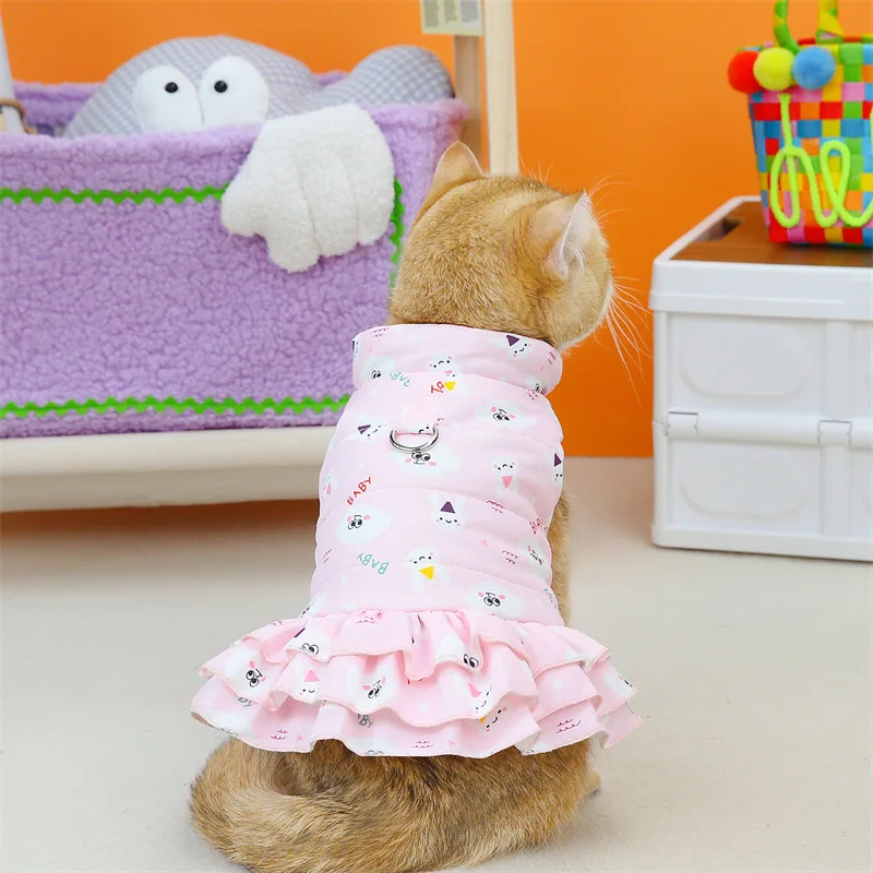 Autumn And Winter 24 New Cute Fashion Cat Pet Towable Snowman Cotton Skirt Cats Clothes Customizable