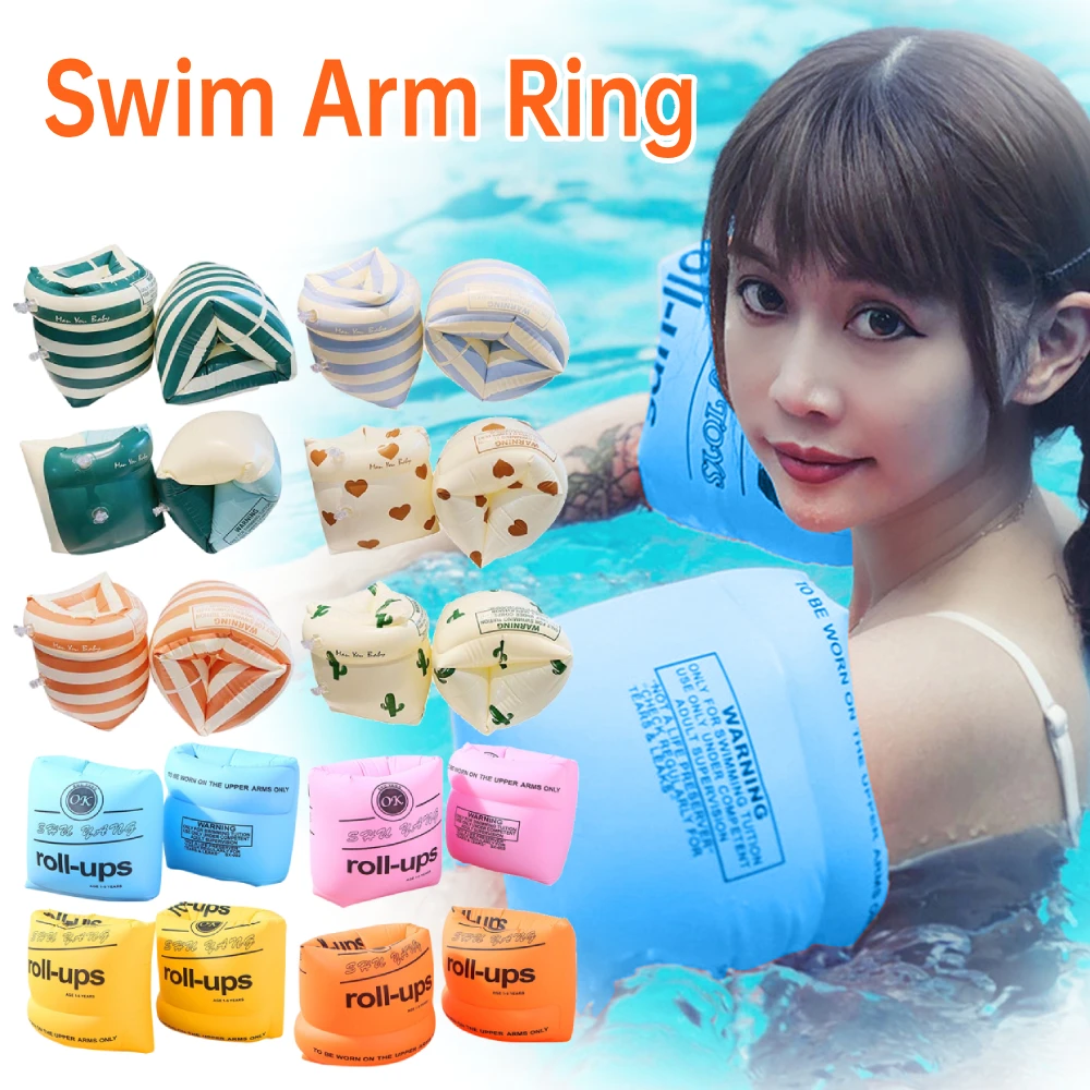 1 par de anillos inflables para brazo de natación, mangas circulares flotantes portátiles, anillos para brazo, brazaletes de boya para piscina, flotadores para piscina