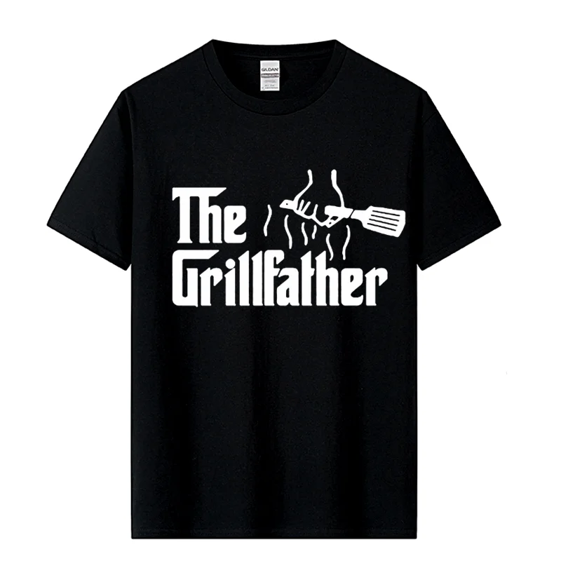 Men\'s Fashion The Grillfather Grey Funny BBQ Grill Chef Tee Shirt Cotton Short Sleeve T-Shirt