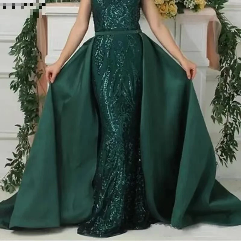 Dark Green Detachable Train For Dresses Front Open Removable Skirt Bridal Evening Party Overskirt Custom Made Colors