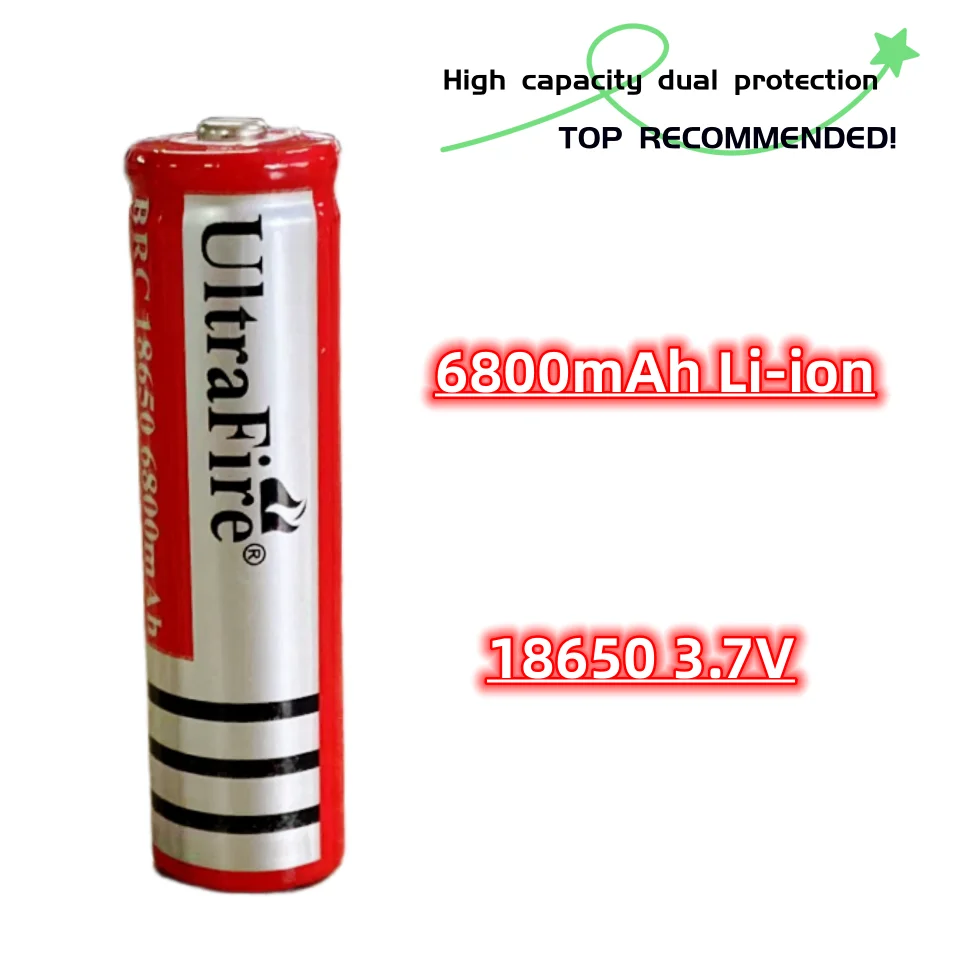 18650 3.7V 6800mAh Rechargeable Lithium Lon Battery For Led Lantern Flashlight Litio Battery