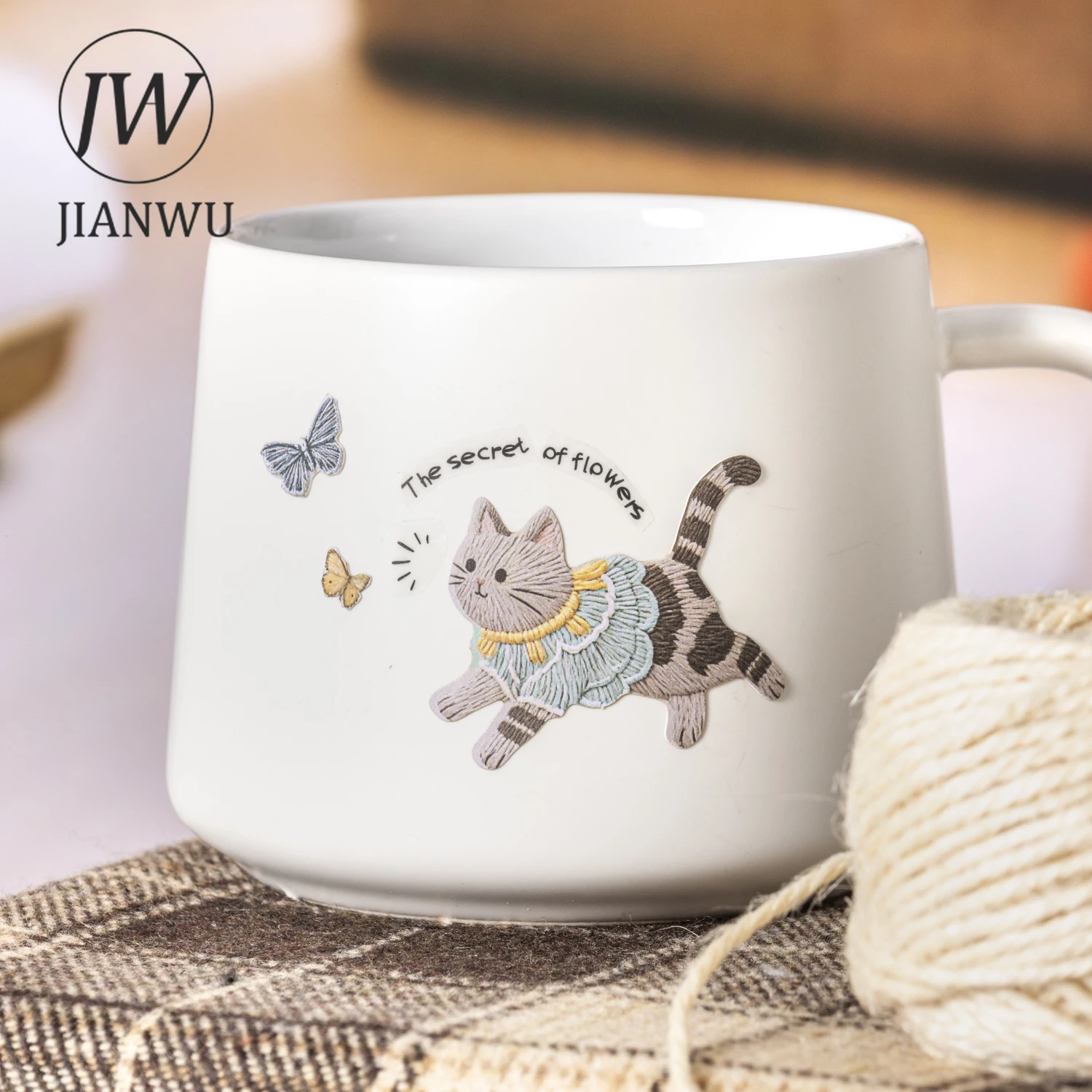 JIANWU غامض التطريز Cuties سلسلة Kawaii القط الكلب الحيوانات الأليفة المشهد المواد ملصق الكولاج الإبداعية DIY مجلة القرطاسية