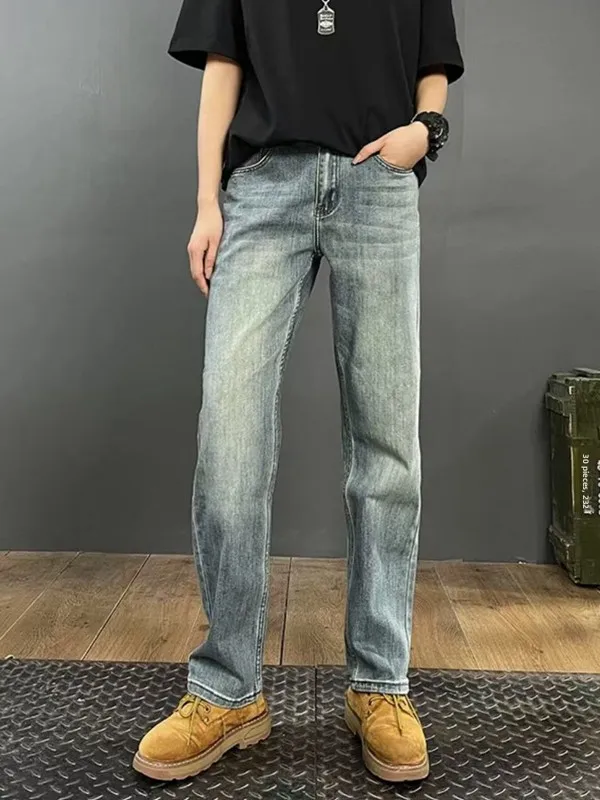 

Мужские джинсы American Sle Waed: Новые, свободные, прямые, повседневные, в стиле ретро, для весны и лета, длинные брюки для отдыха