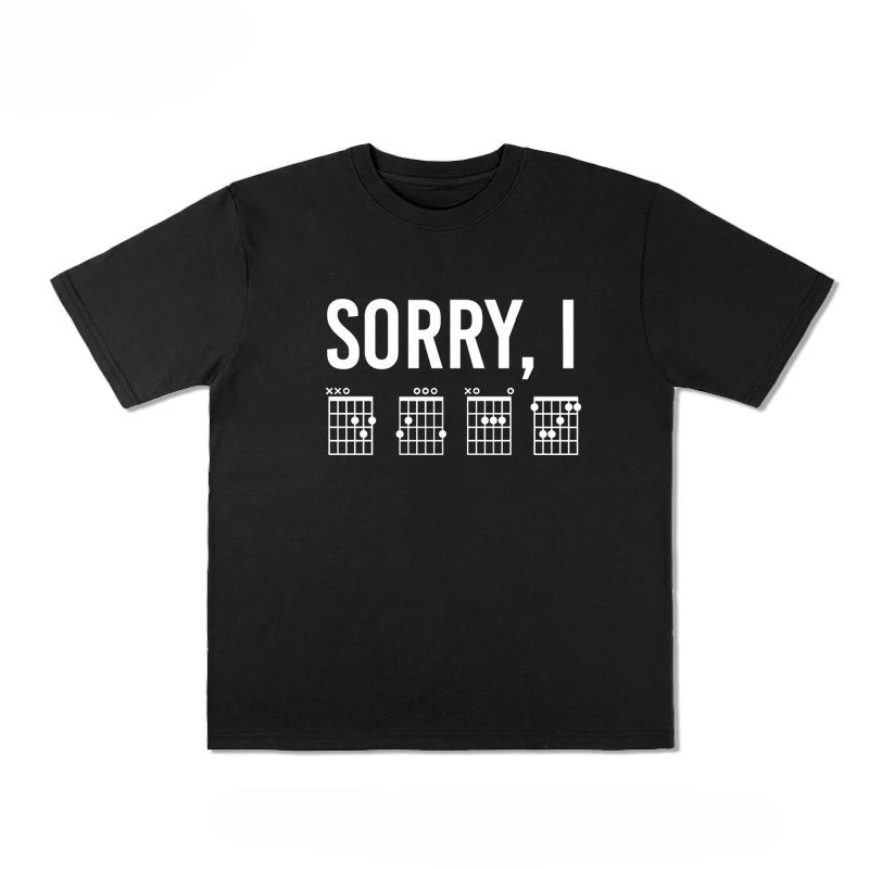 Funny Guitar Chords Sorry I DGAF Hidden Quote Music Graphic T Shirt Unisex Loose Oversized Harajuku Streetwear Cotton Summer