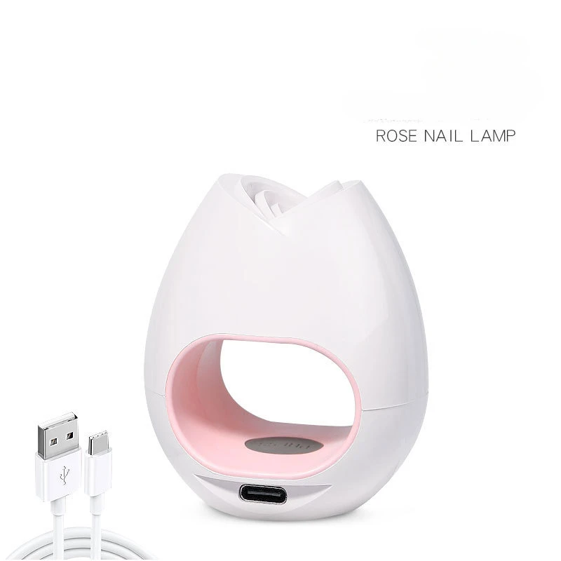 Draagbare Nageldroger Enkele Vinger Led UV-Nagellamp Met Usb-Kabel Roze Wit Uitgeharde Nail Art Manicure Machine 4 Stuks Kralen Snel Droog