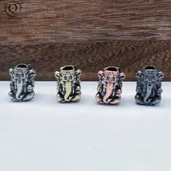 Thailand Sitting Elephant God of Wealth Brass Knife Bead EDC Outdoor DIY Woven Paracord Lanyard Charms Pendant Accessories Retro