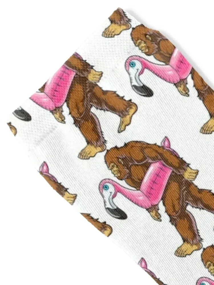 Pool Party Bigfoot Flamingo Men Women Sasquatch Pink Float Socks cool Toe sports sports and leisure heated Women's Socks Men's