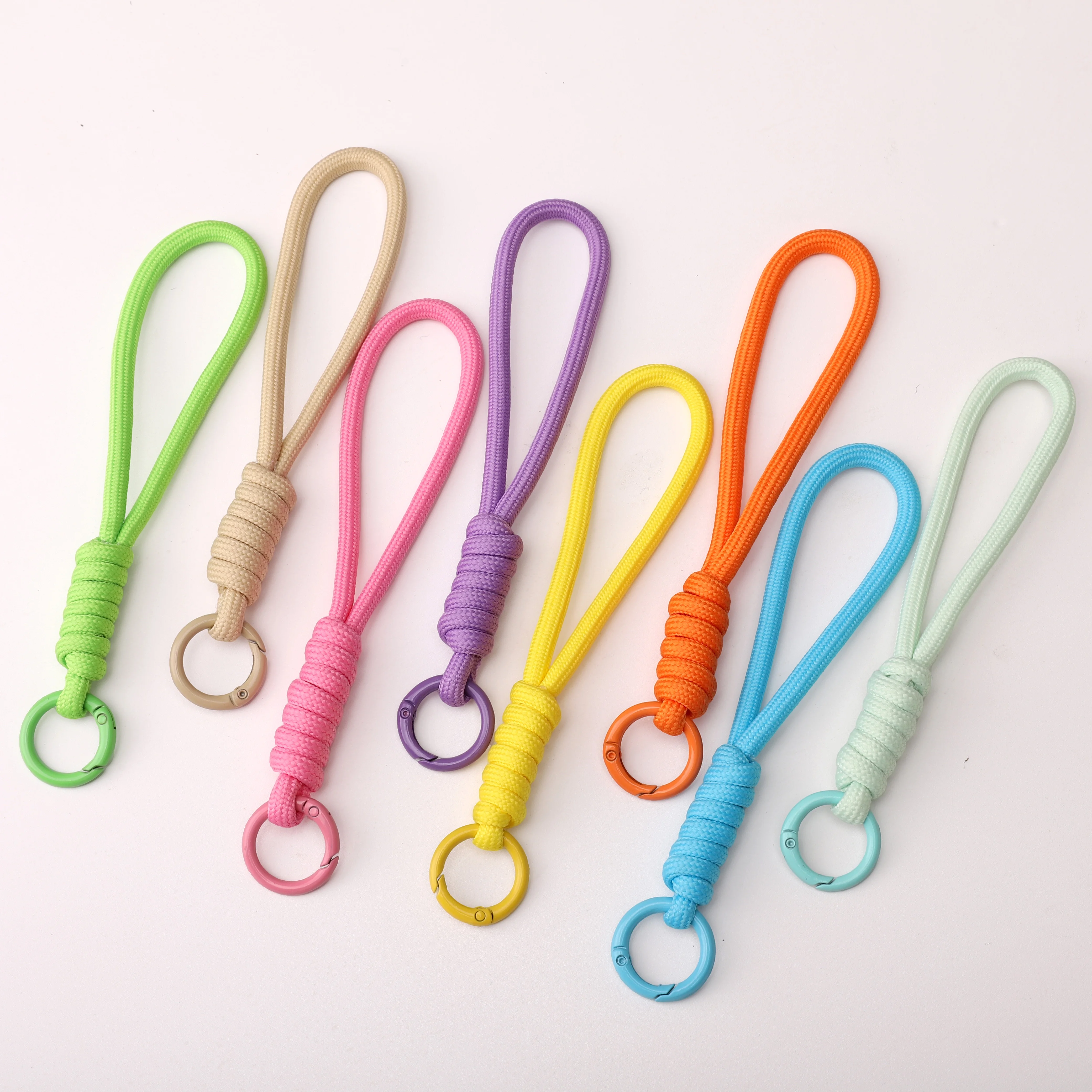 1pc 16cm Polyester Paracord Keychain 23mm Ring Wrist Lanyard DIY Craft Charms Phone Camera Bag Car Keys Making Supplies