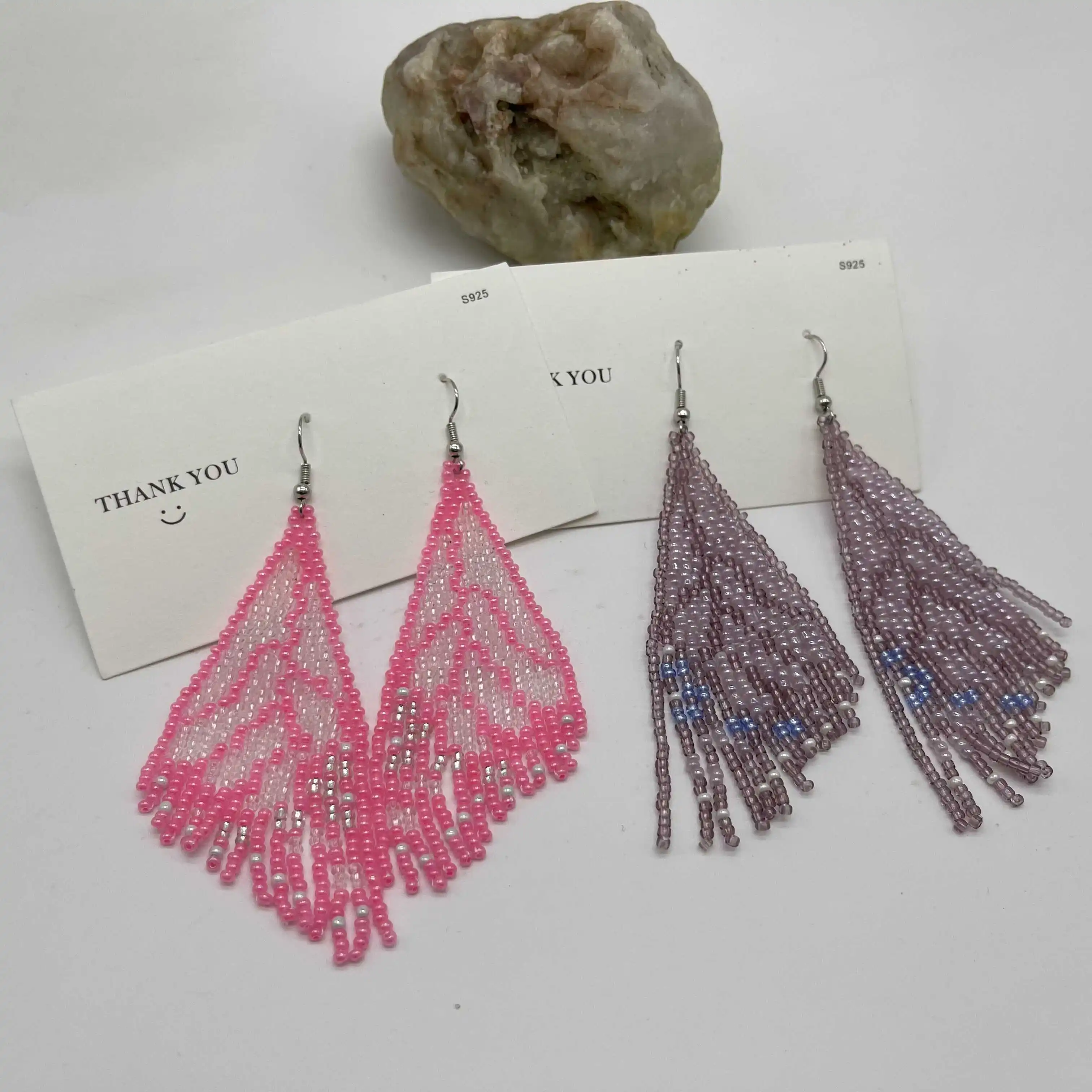 Rice bead earrings Tassel Butterfly wing Design Originality Hand knitting Bohemia Alloy Fashion Simple Beaded earrings