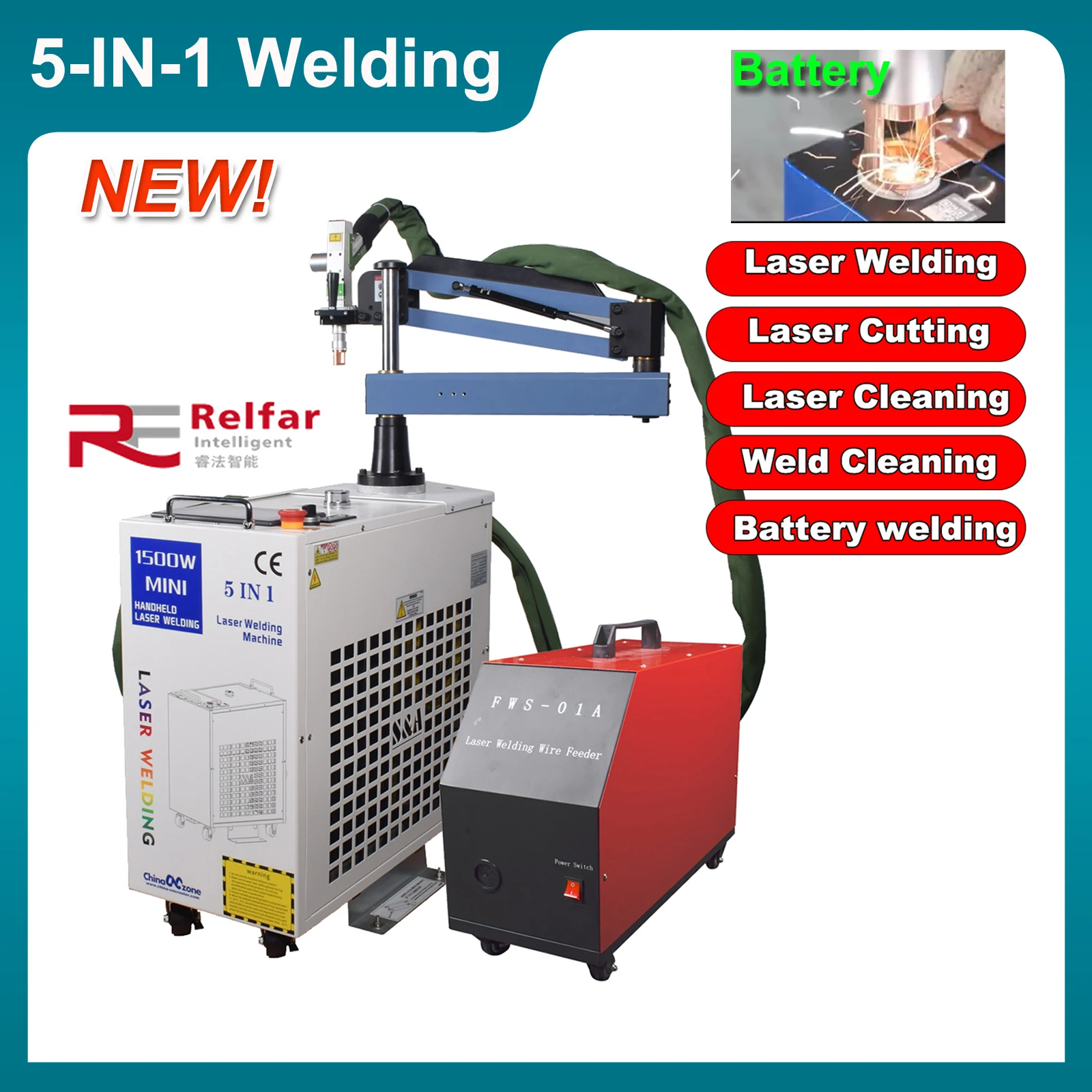 [DDP] 5-IN1 Laser Welder 1500W Welding Machine 4 IN1 Fiber Laser Industrial Rust Remove Battery Welding Double pendulum