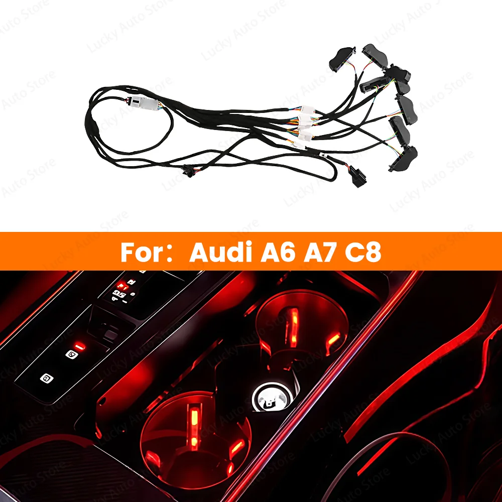 

Car Central control water cup light For Audi A6 C8 A7 A8 Q7 Q8 2019-2023 Multi-color LED 32 color Decorative Lamp ambient light