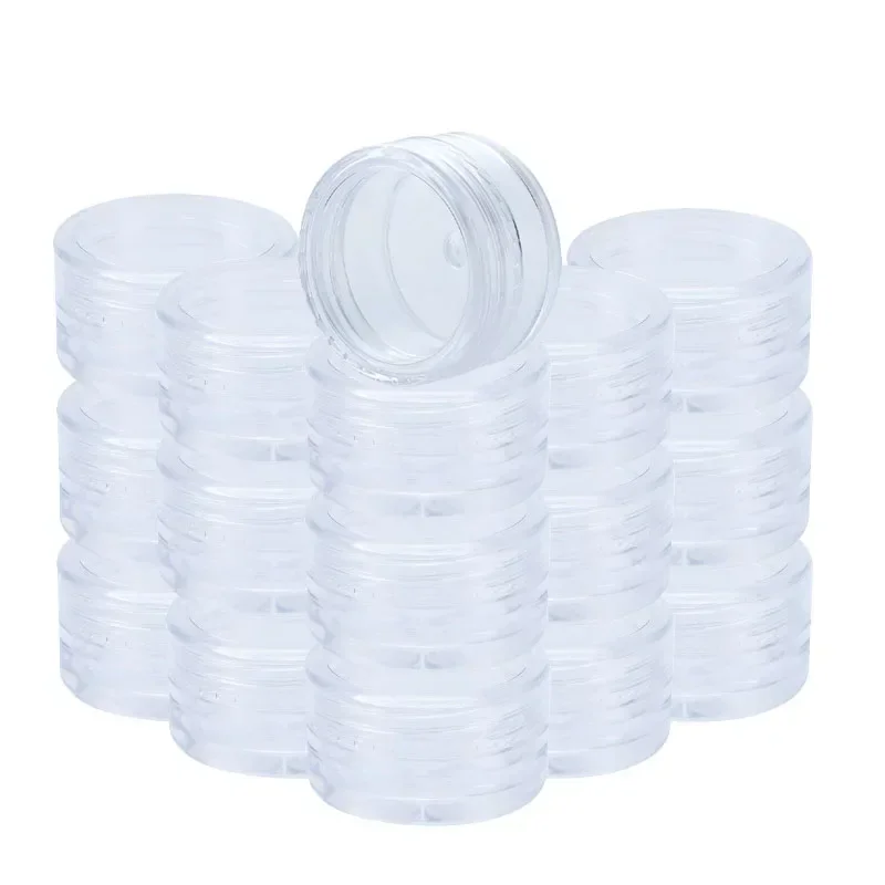 

50/100 шт. 15 г прозрачные пустые бутылки пластиковые косметические контейнеры для теней для век крем бальзам для губ банка многоразовая бутылка для образцов