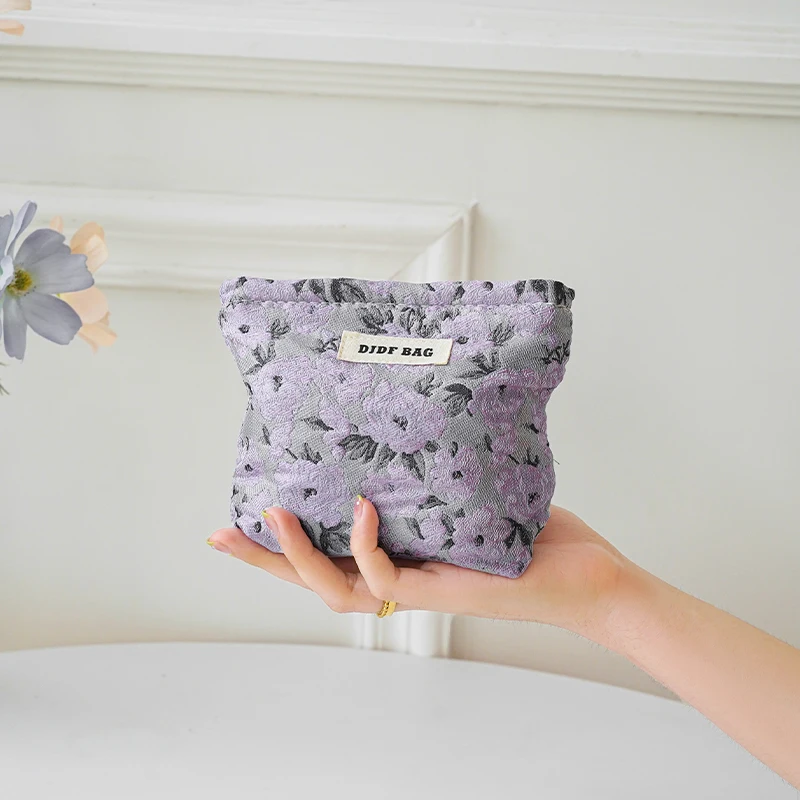 Classic Flower Ladies Cosmetic Bag, Portable Small Cosmetic Lipstick Storage Bag, Simple Coin Purse, Liner Bag, Card Holder