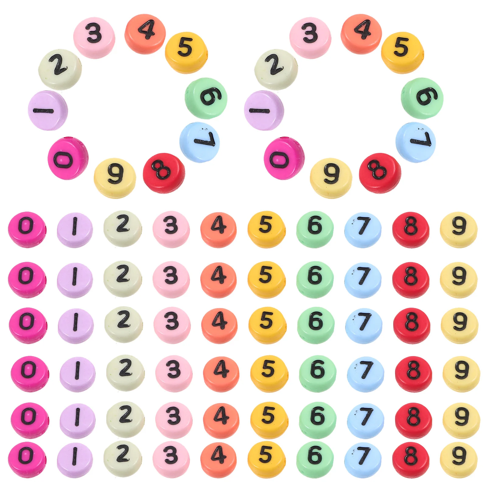 100 قطعة الخرز الرقمي لسلاسل المفاتيح DIY بها بنفسك الاكريليك خزر عازل اليدوية والمجوهرات صياغة قلادة سوار الإمدادات