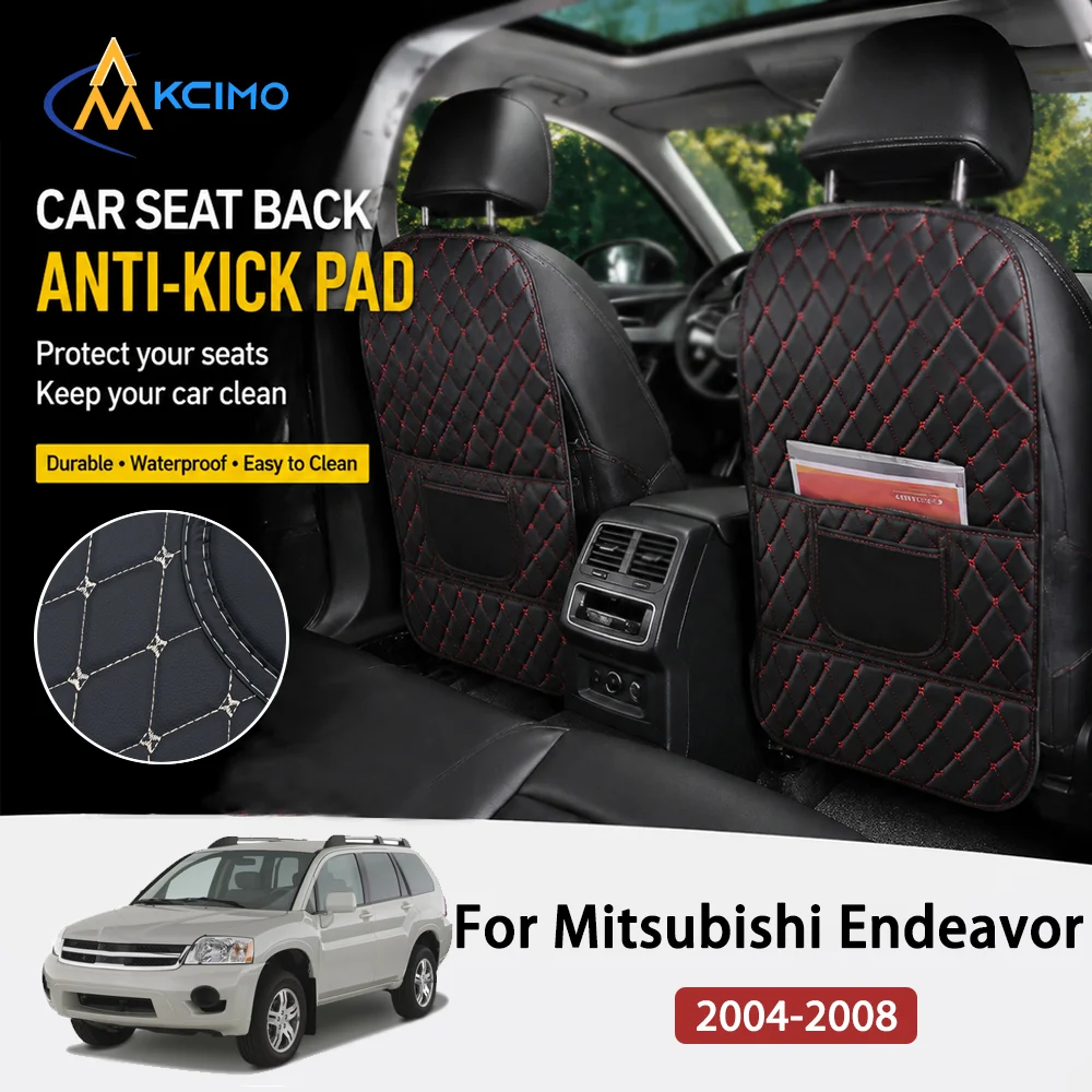 For Mitsubishi Endeavor 2004-2008 PU Leather Seat Back Anti‑Kick Mats, Rear Seat Anti‑Scratch Pads, Interior Guard Accessories