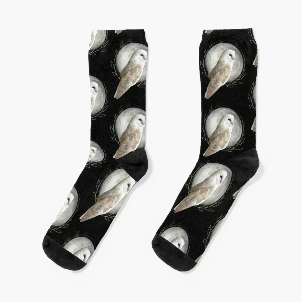 

Barn Owl by the moon Socks hiking cycling aesthetic Hiking boots Socks For Girls Men's