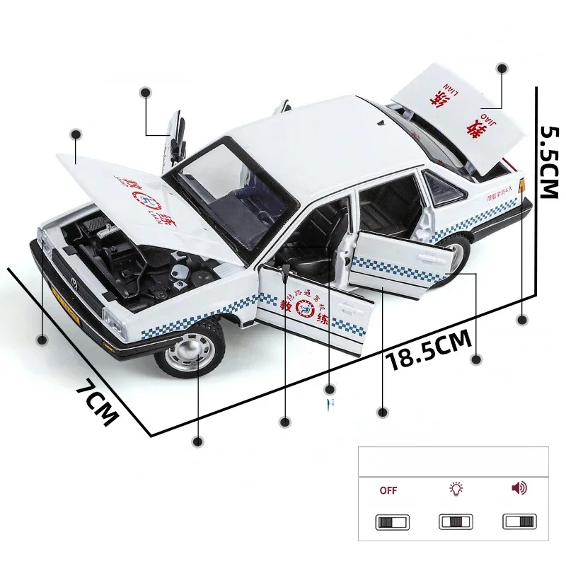 1:24 Volkswagen Santana Police Alloy Car Model Sound and Light Pull Back Children\'s Toy Collectibles Birthday gift C356