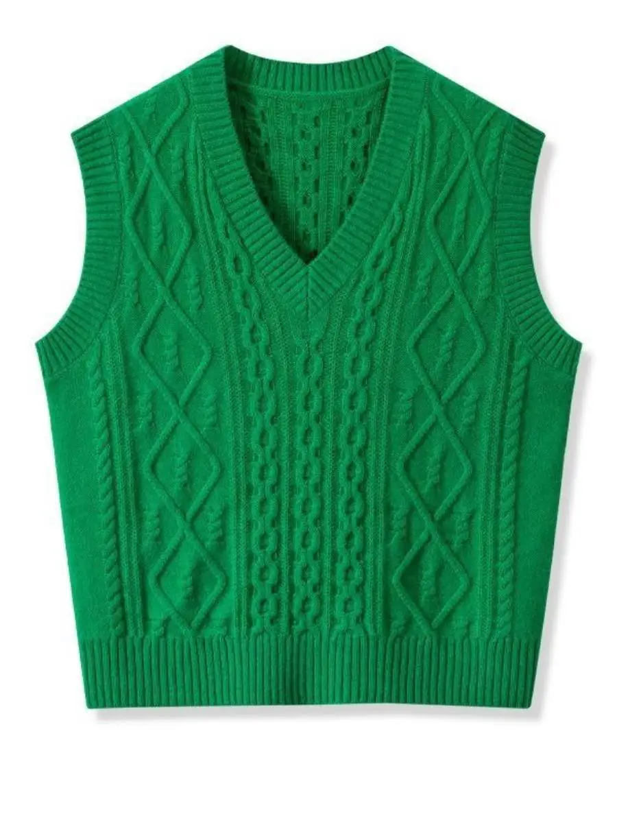 

Women's Knitted Vest Sweater V-Ne Layering Large Size Spring Autumn New Sle Loose Fit oulder Openwork Long Sve Top