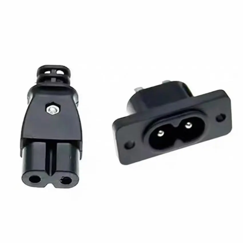 Conector elétrico incorporado Plug, C8 Tomada de alimentação masculina, C7 Plug Feminino, 35mm * 15mm, AC 2.5A 250V