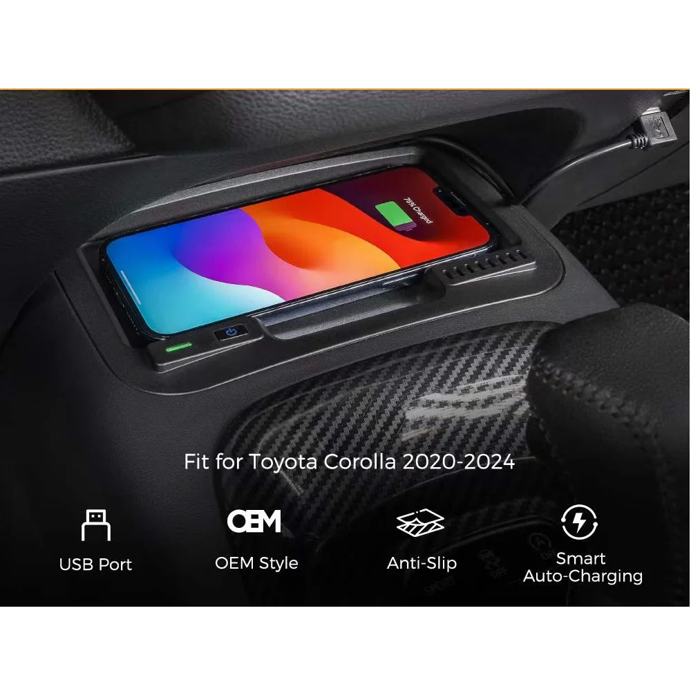 Qi Car Wireless Charger fit for Toyota Corolla 2020-2024 Fast Charging USB Port Wireless Charging Devices