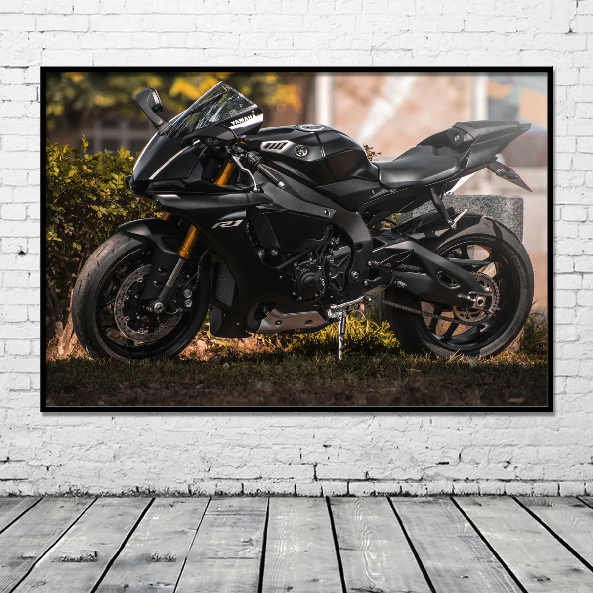 Motorcycle Yamahas R1 Black Superbikes Posters and Prints Modern Fabric Wall Art Canvas Paintings Home Living Room Decor